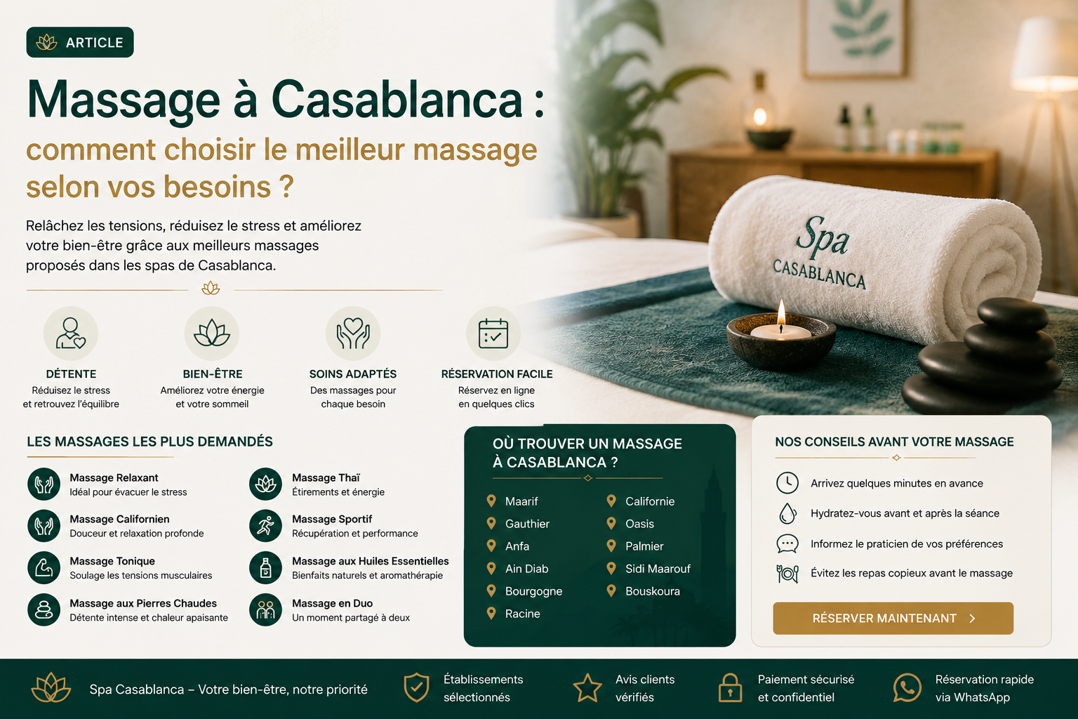 Massage à Casablanca : comment choisir le meilleur massage selon vos besoins ?